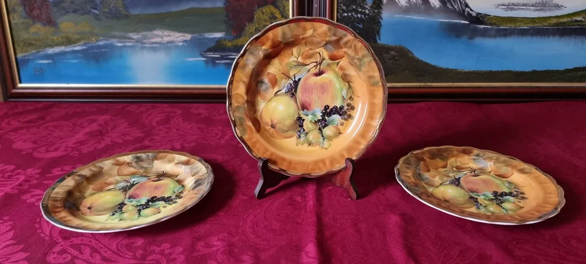 3Pc. Hose St. Pottery England Orchard Gold Plates - Image 2