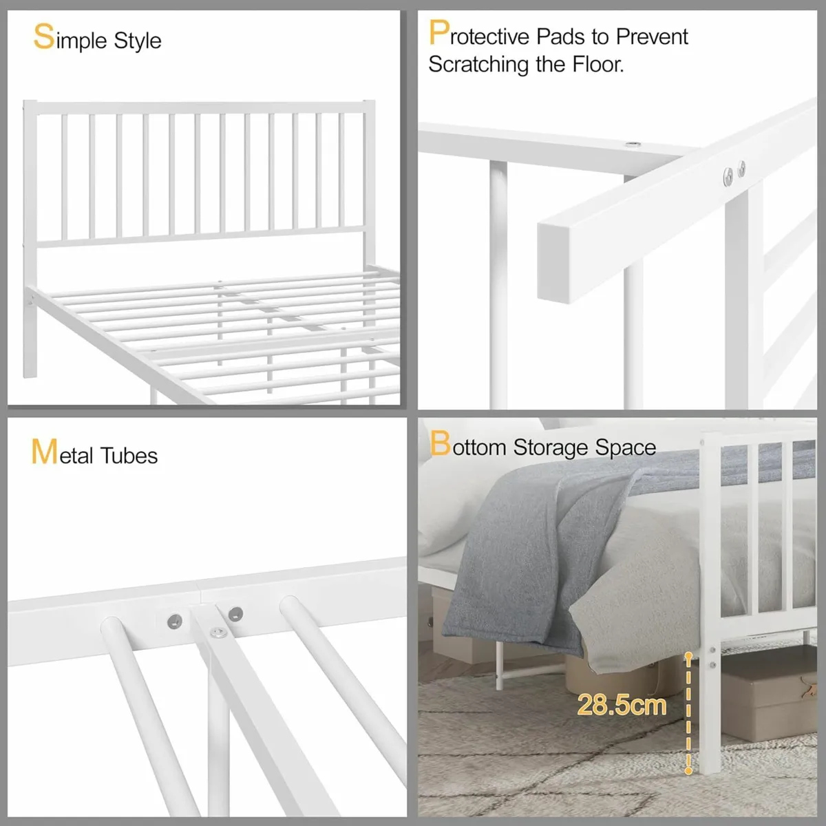 Double Bed Frame 126x195cm Headboard - Image 3