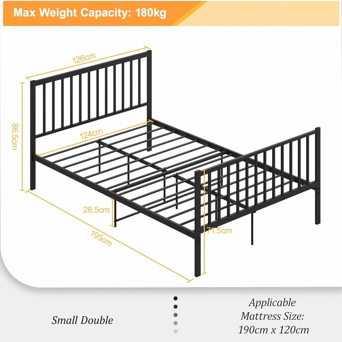 Double Bed Frame Headboard 195x126cm Storage - Image 3