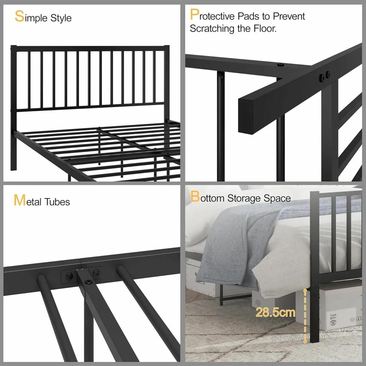 Double Bed Frame Headboard 195x126cm Storage - Image 4