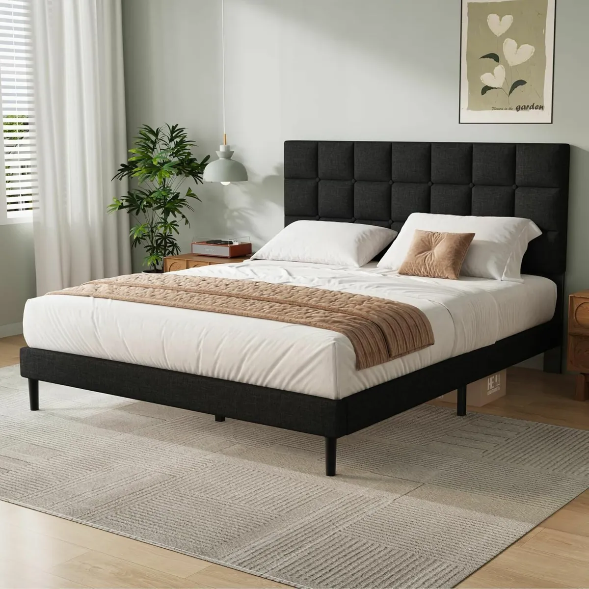 Double Bed Frame Upholstered Headboard 135×190cm - Image 4