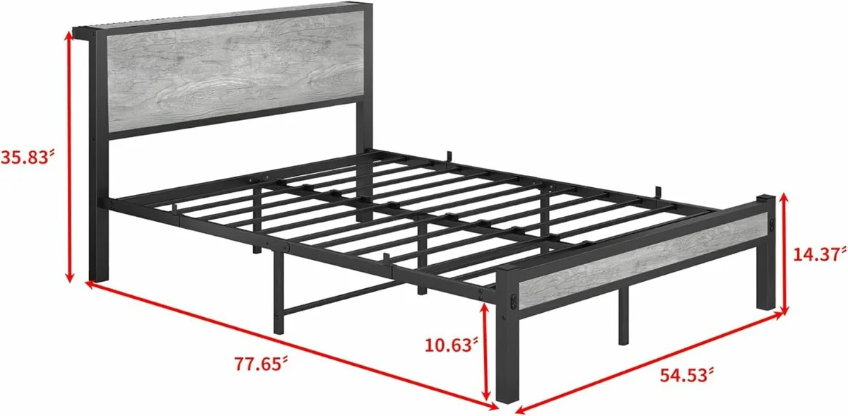 Double Bed Frames Wooden Headboard 135x190cm - Image 2