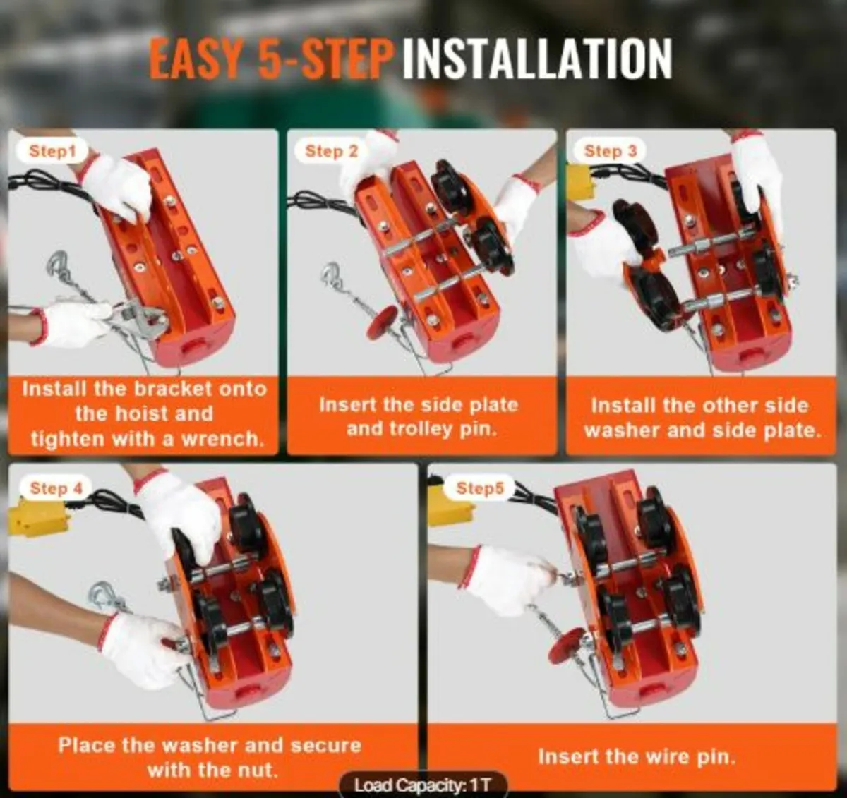 Electric Hoist Manual Trolley,998 kg/1Ton Capacity - Image 3