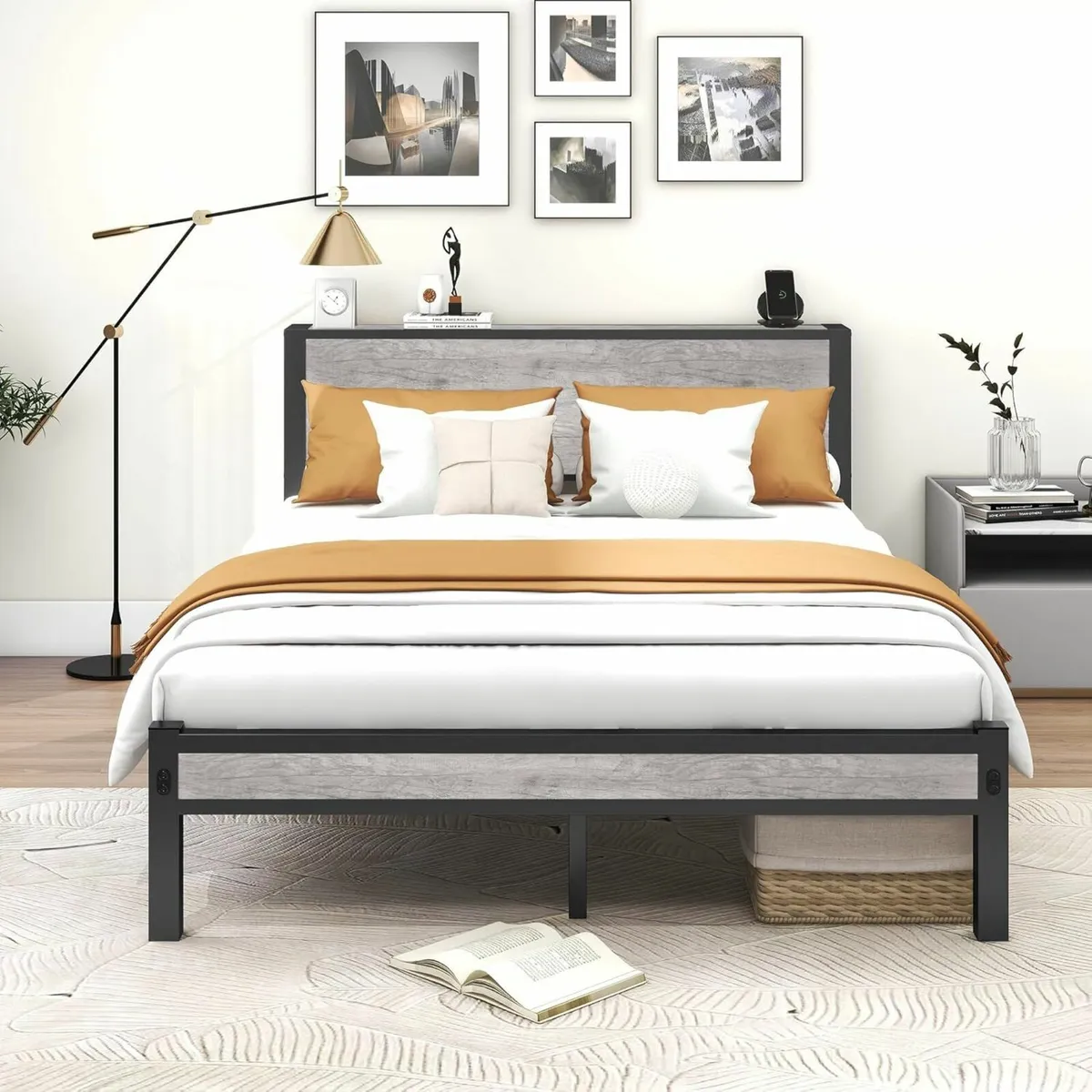 King Size Bed Frame Wooden Headboard 150x200cm - Image 1