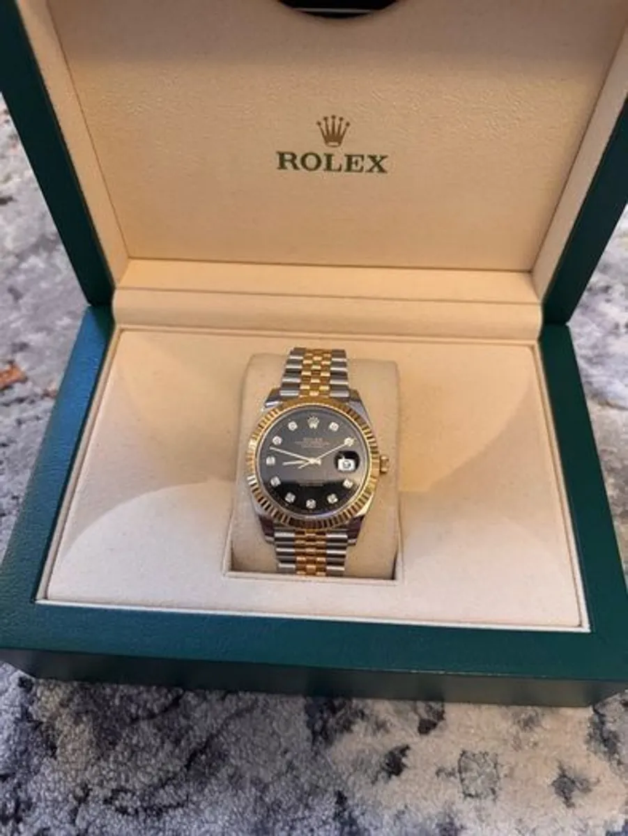 Rolex Datejust 41mm 18k Yellow Gold & Steel : black dial with diamond - Image 1