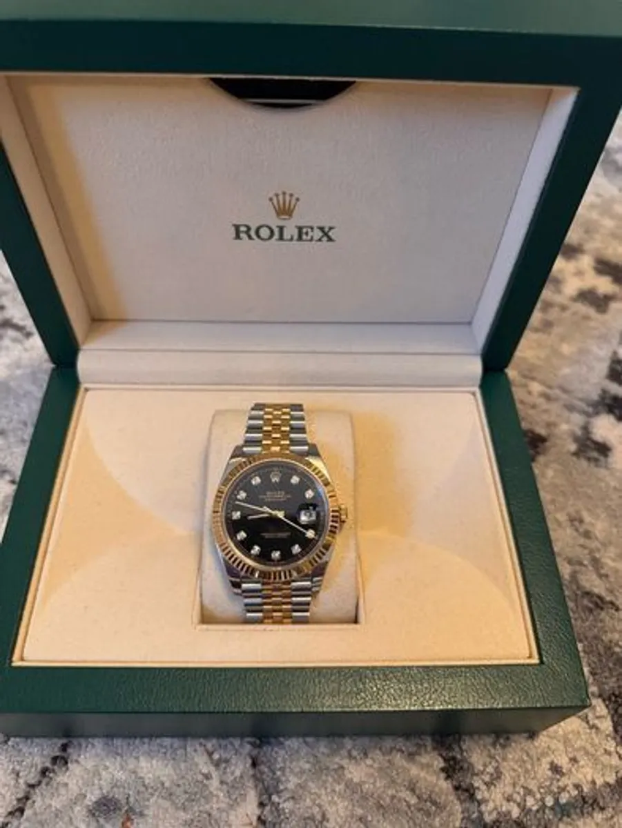 Rolex Datejust 41mm 18k Yellow Gold & Steel : black dial with diamond - Image 3