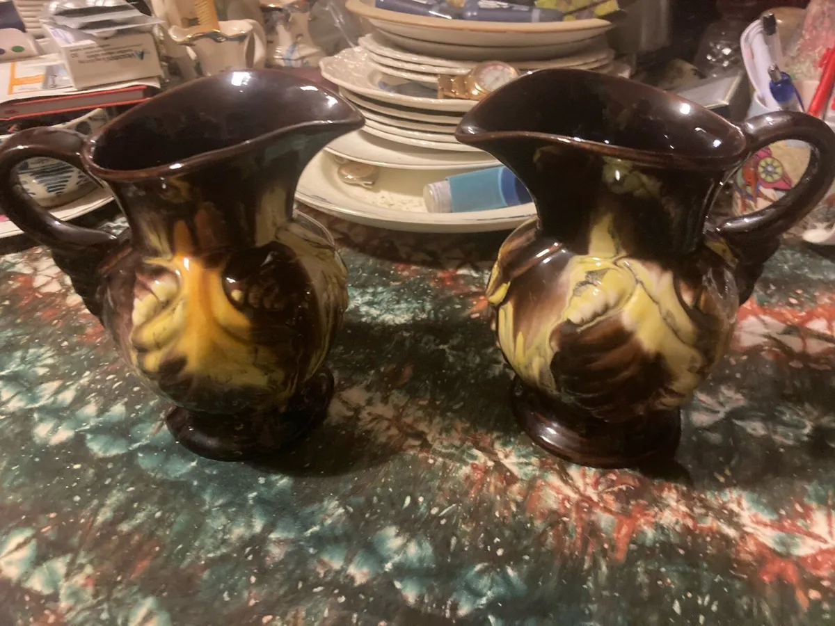 Pair 1950s western German pottery jugs - Image 1