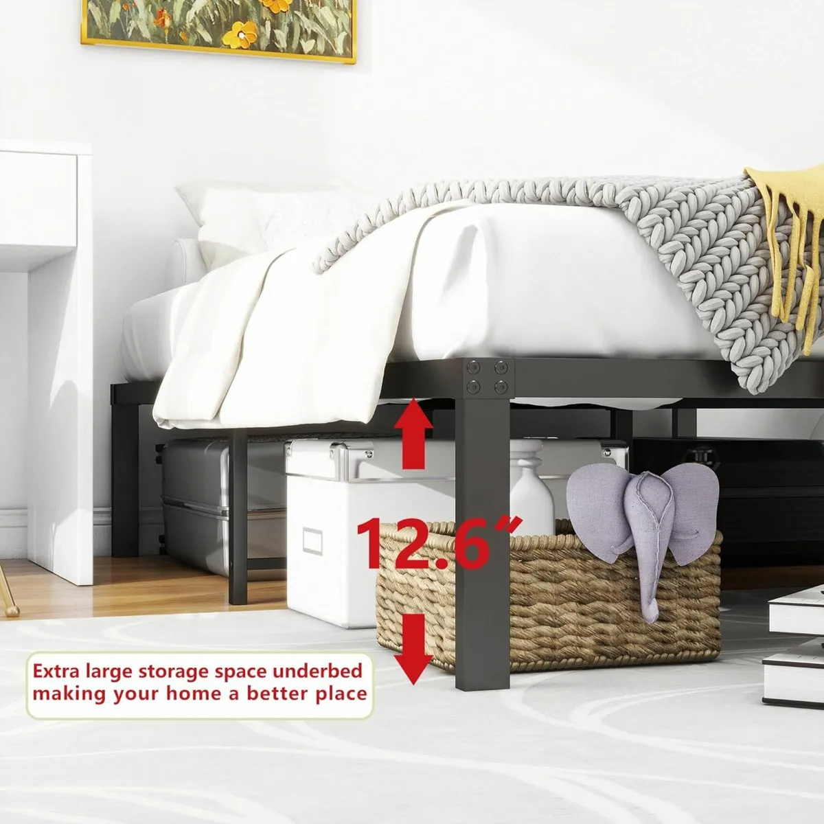 Double Bed Frames Storage 135x190cm EASY ASSEMBLY - Image 2