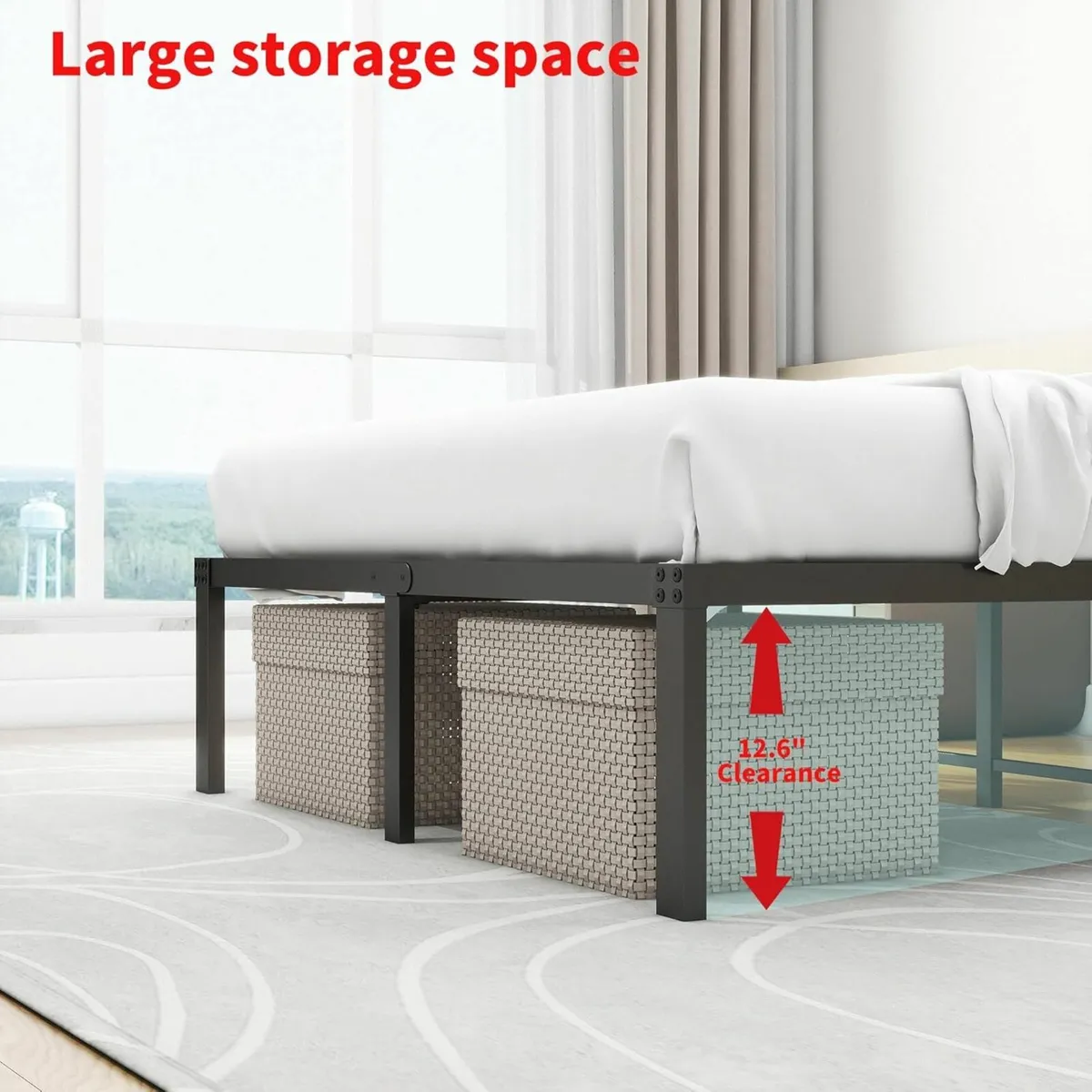 King Size Bed Frame 150x200cm High Metal Platform - Image 4