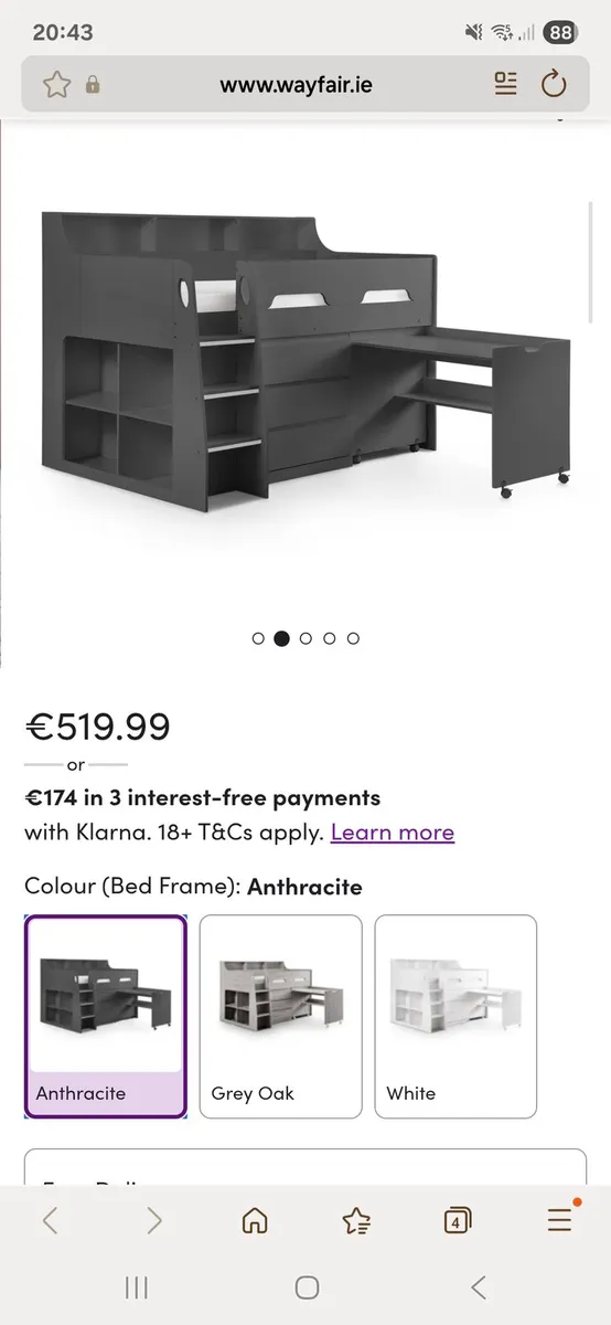 Bed with desk and drawers - Image 1