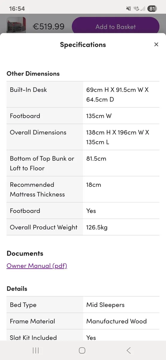 Bed with desk and drawers - Image 2