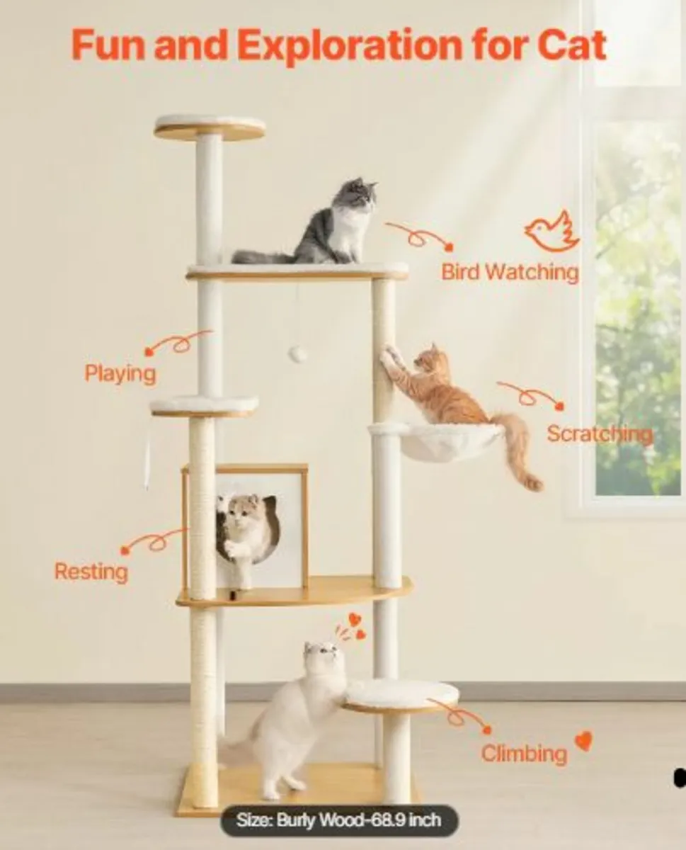 Large Cat Tree, 68.9 inches Tall, Cat Tower, Mult - Image 2