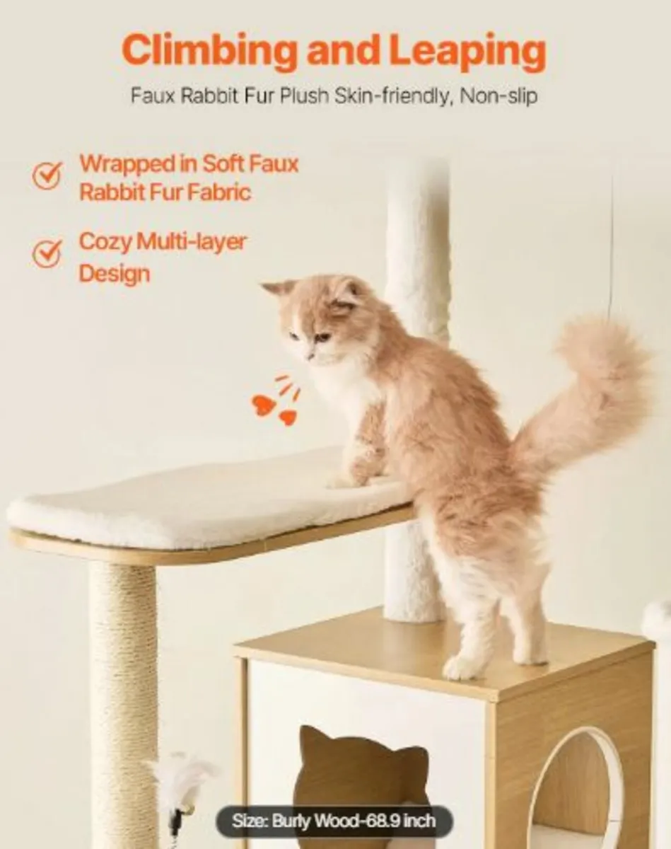 Large Cat Tree, 68.9 inches Tall, Cat Tower, Mult - Image 3
