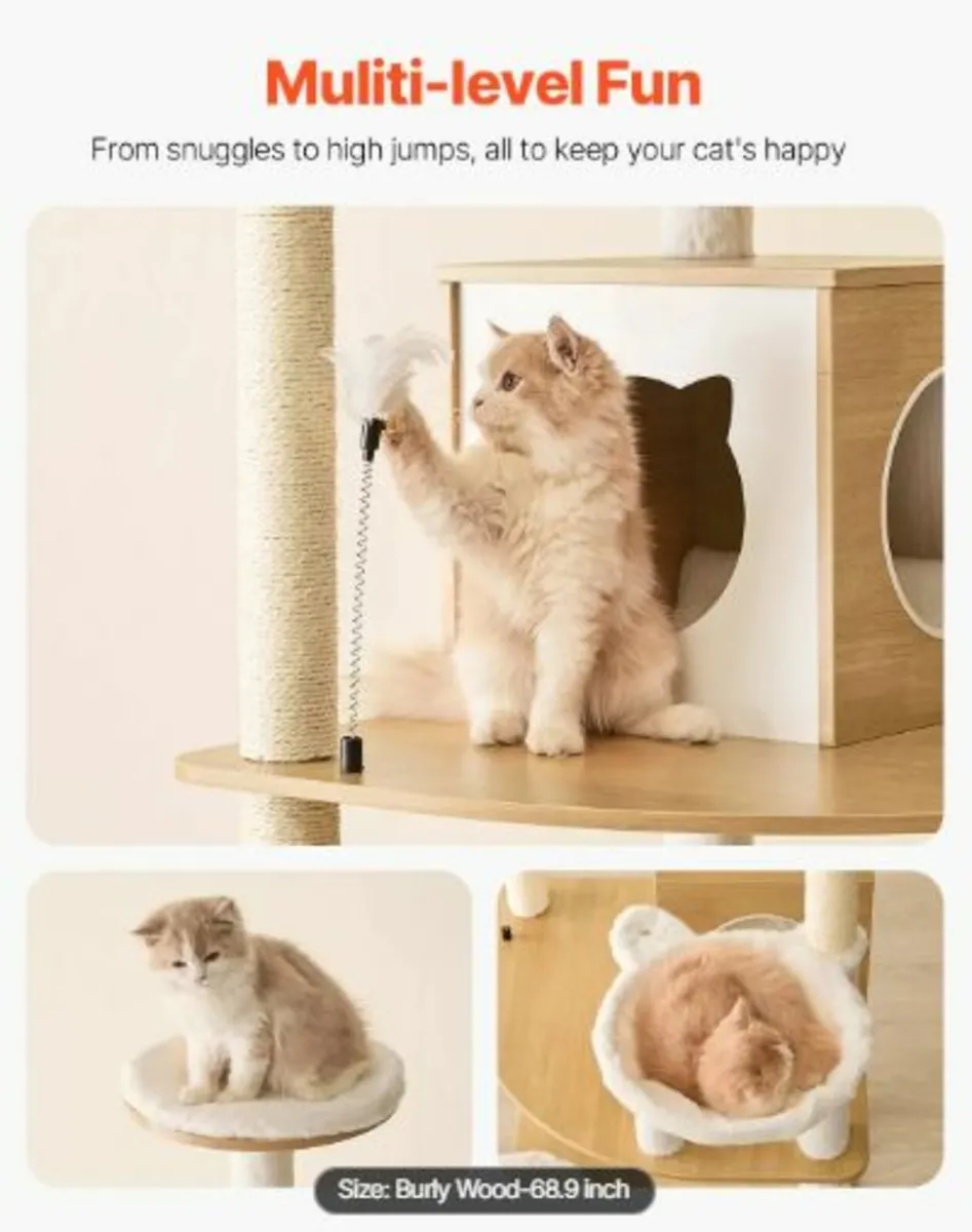 Large Cat Tree, 68.9 inches Tall, Cat Tower, Mult - Image 4