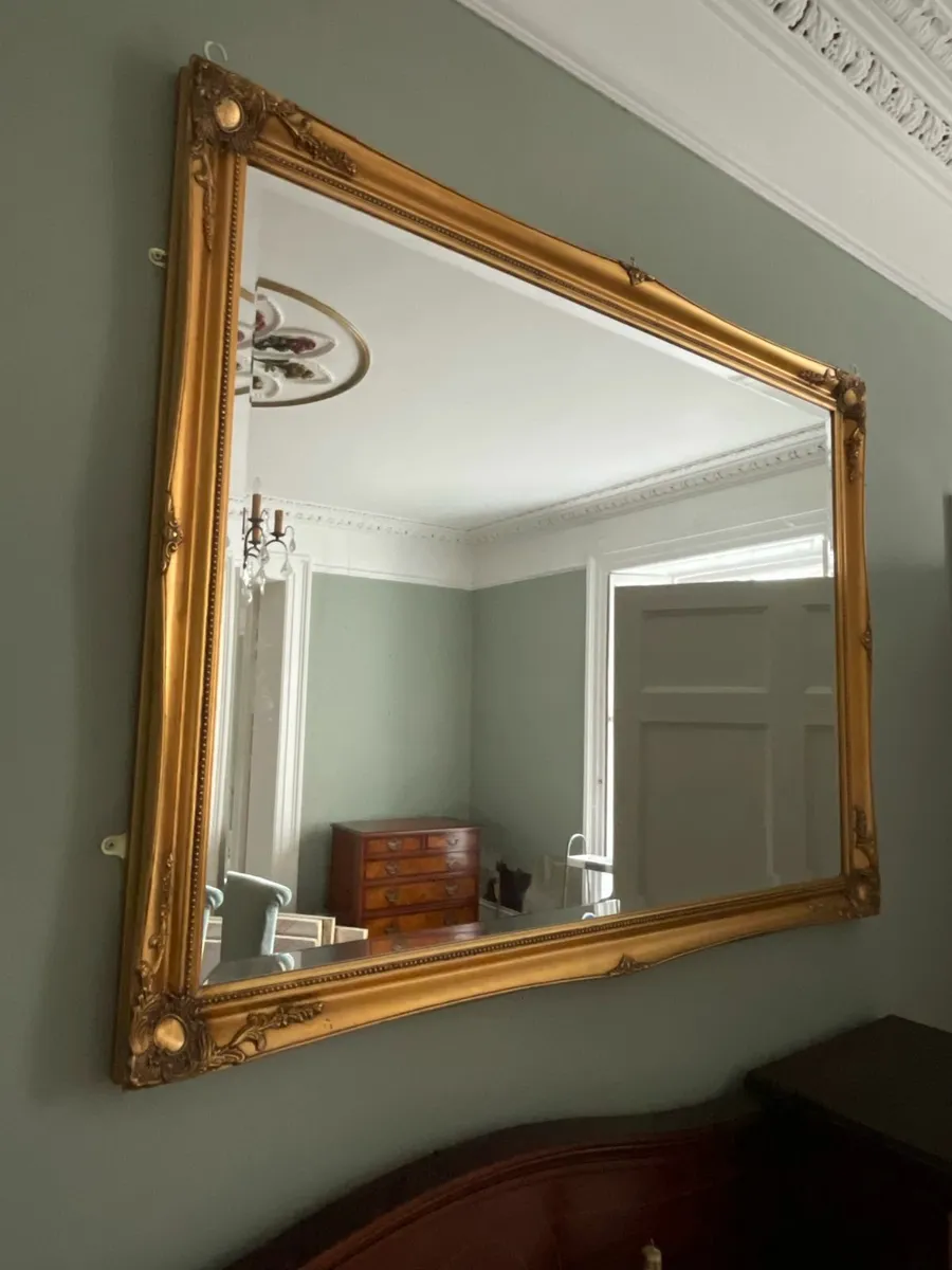 Large Wall Mirror with Ornate Gold-Finish Frame - Image 1
