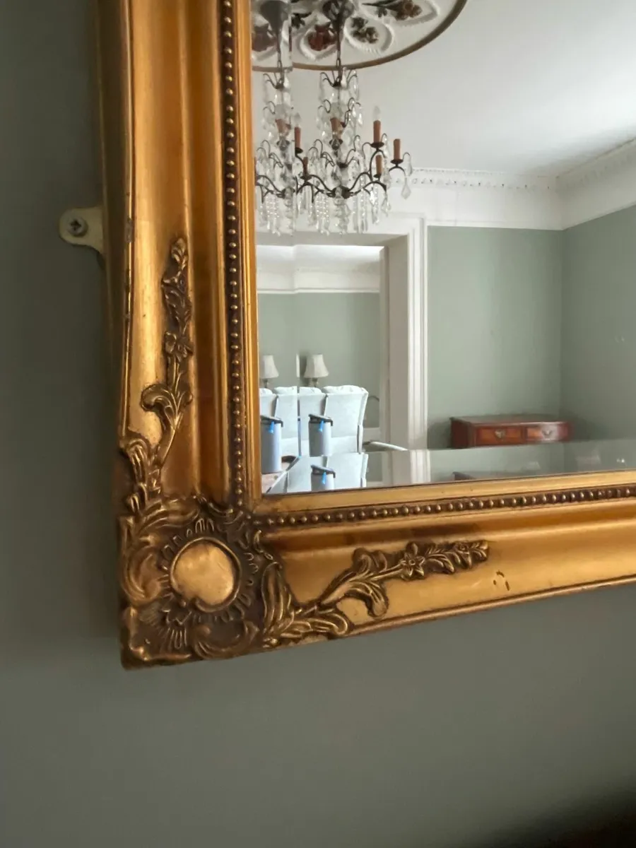 Large Wall Mirror with Ornate Gold-Finish Frame - Image 3