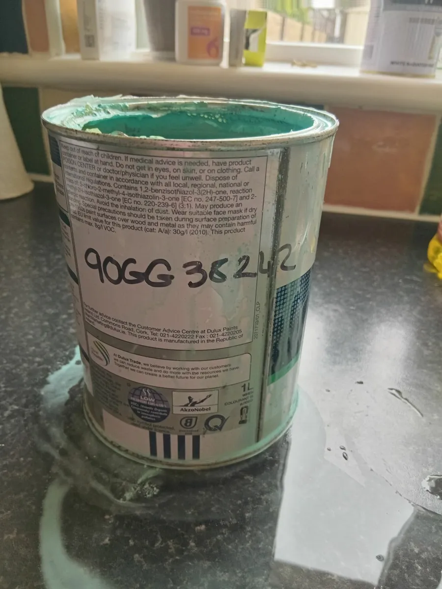 1 litre dulux soft sheen paint tuorquoise - Image 3