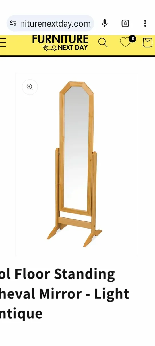 Solid wood cheval mirror on stand - Image 1