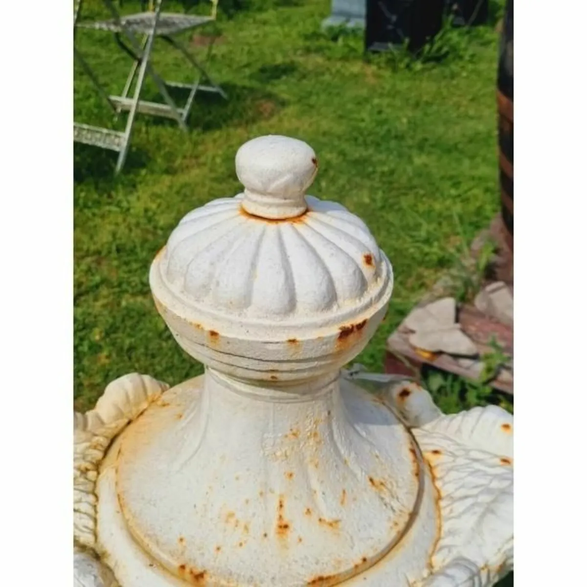 Pair of Tall Cast Iron Urn with Lid H356 - Image 2