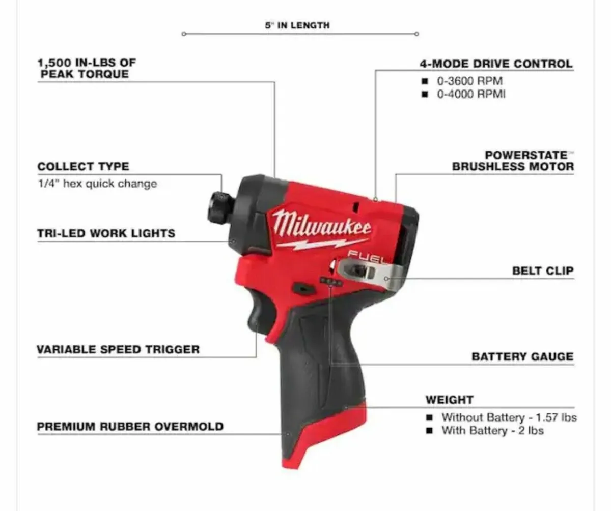 Gen3 M12 Milwaukee Brushless Impact Driver kit - Image 3
