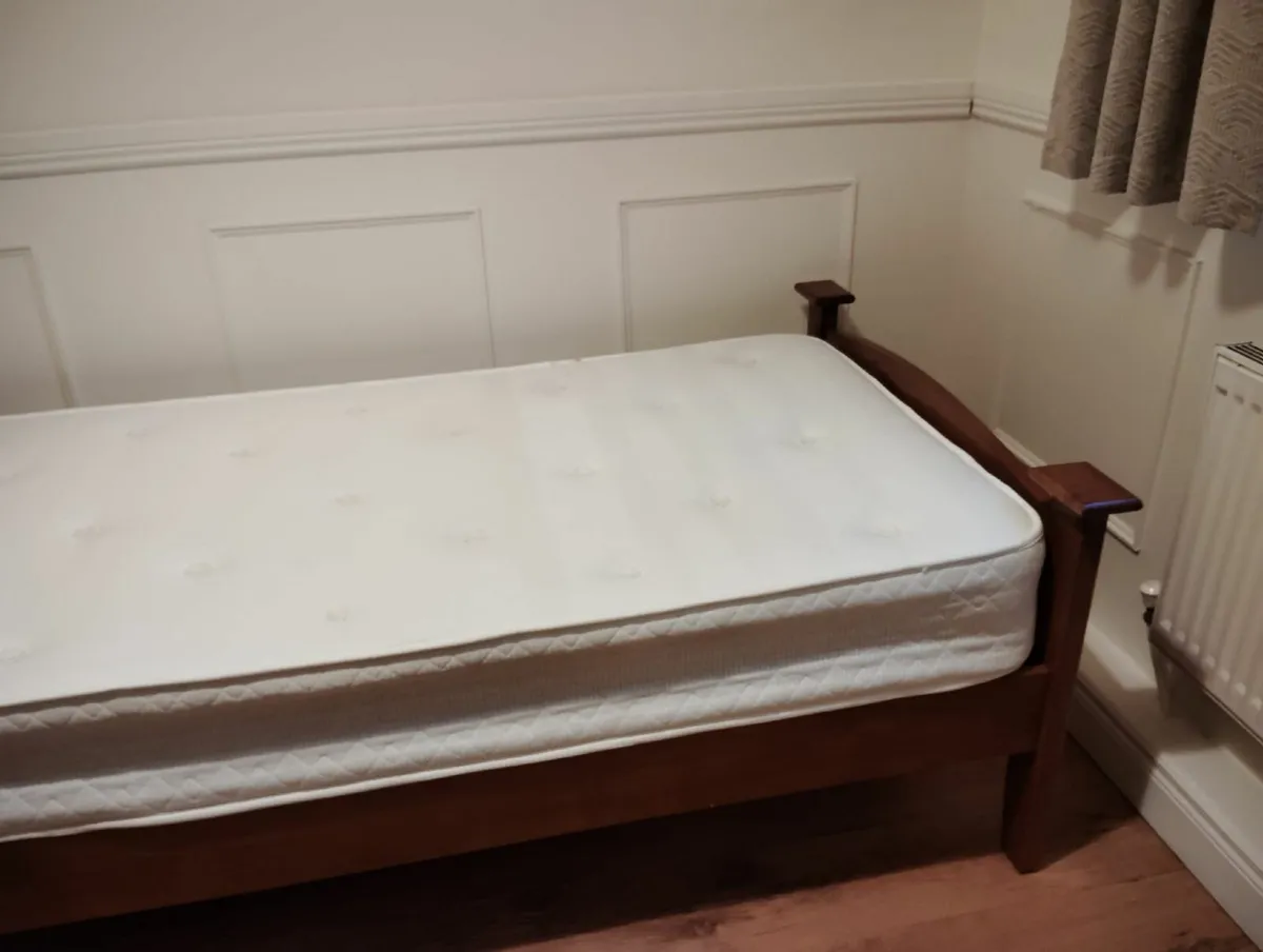 Solid oak bedframe and mattress - Image 2