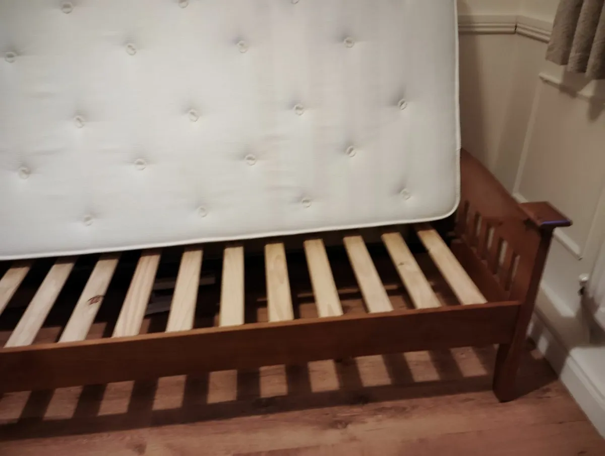 Solid oak bedframe and mattress - Image 4
