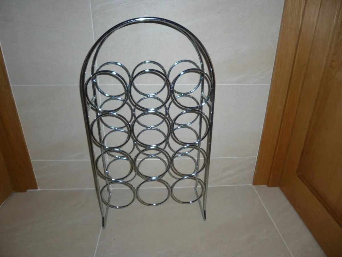 12 Bottle Silver Wine Rack - Image 1