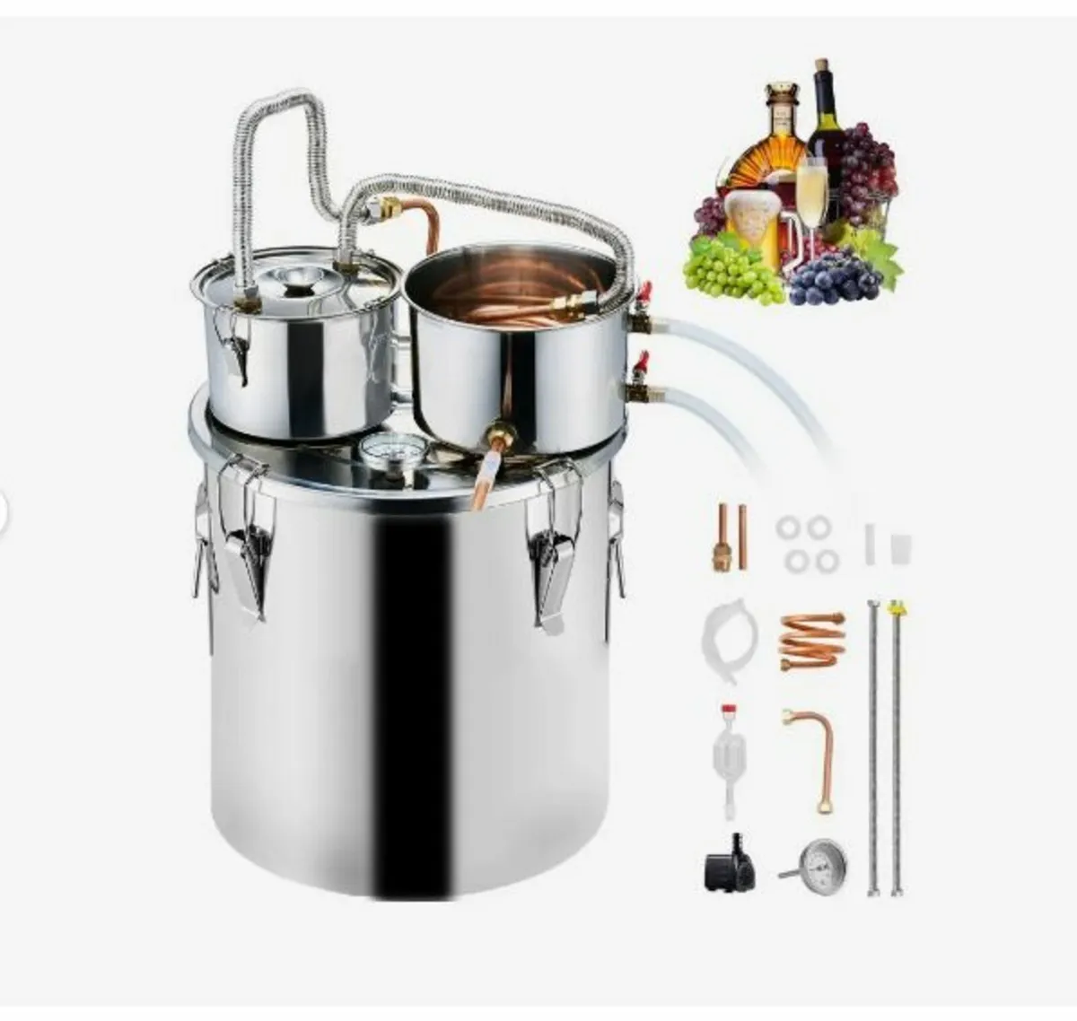 Alcohol Still, 8 Gal / 30 L Stainless Steel Water - Image 1
