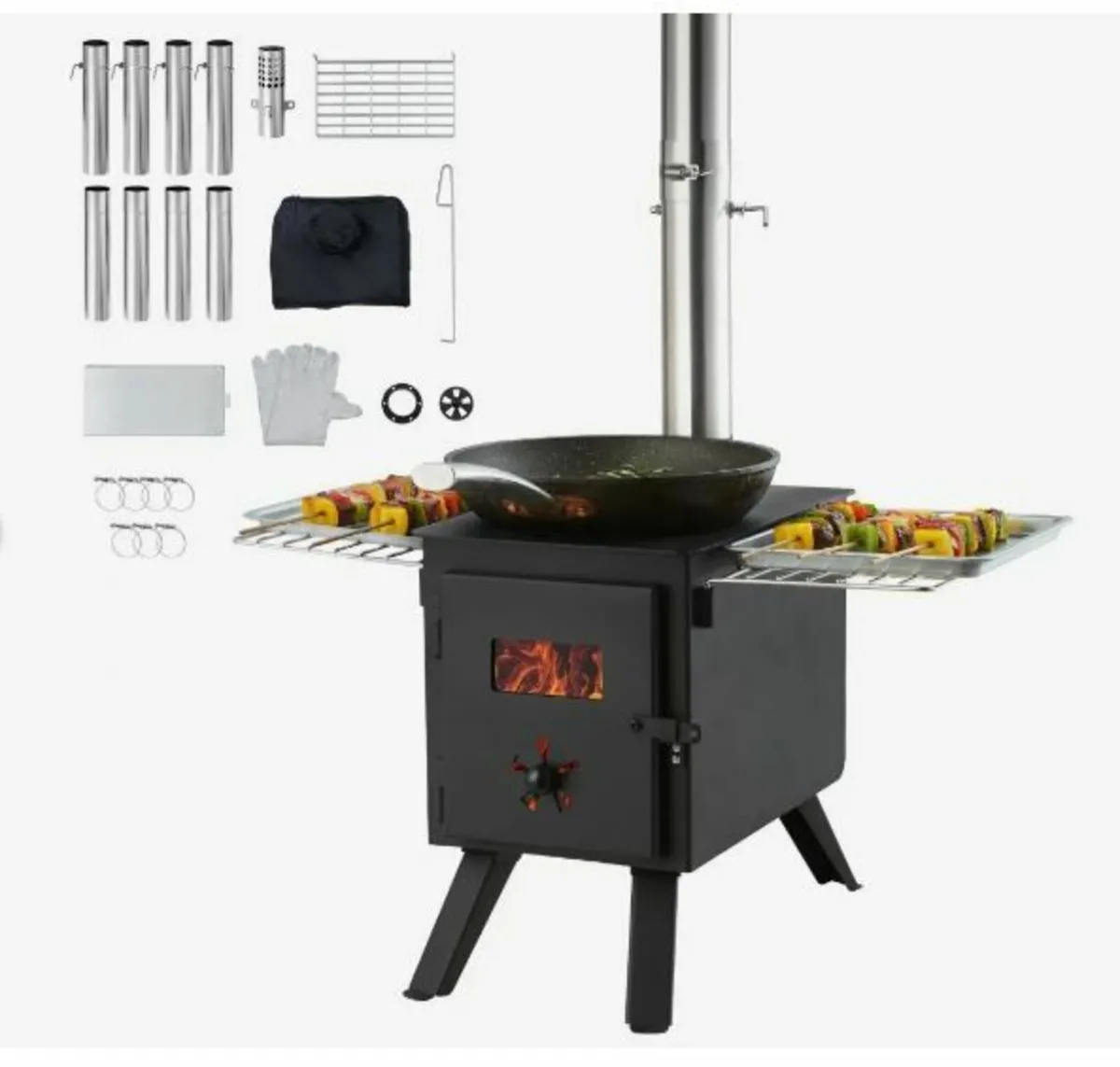 Wood Stove, 218.4 cm, Alloy Steel Camping Tent - Image 1