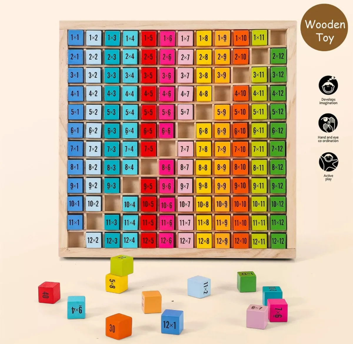 Wooden 1-12 Times Table 145pc Board NEW - Image 3