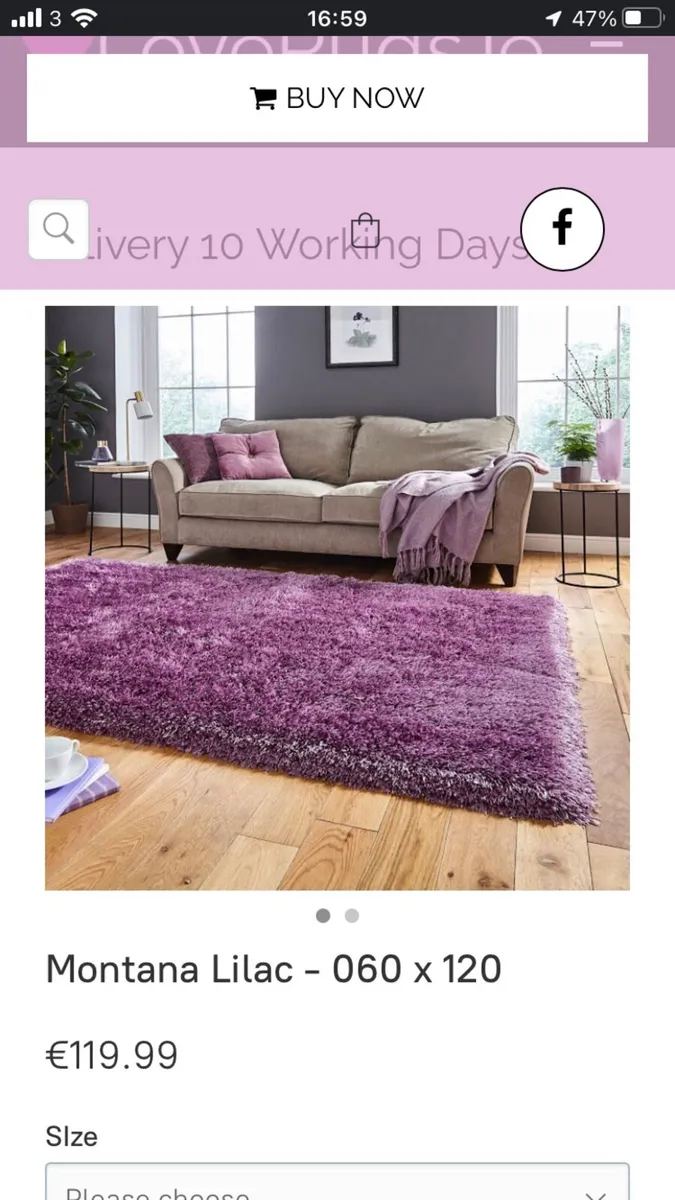 Purple shaggy rug - Image 1