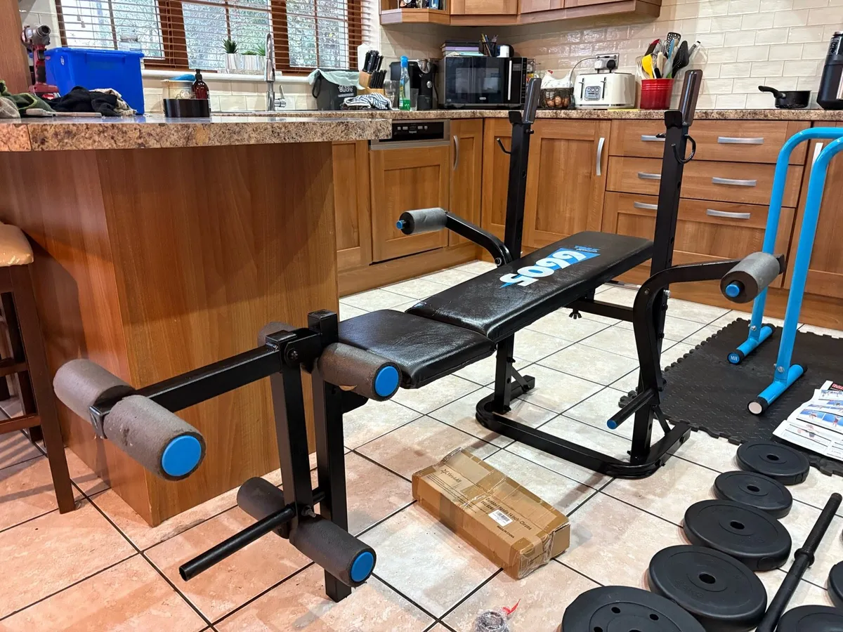 CHEAP GYM SET, BENCH, TRI DIP, WEIGHT, MAT, BARS!! - Image 2