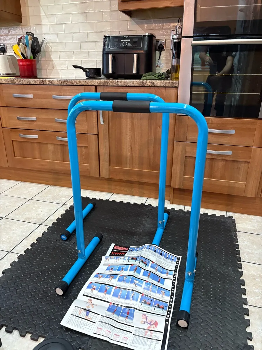 CHEAP GYM SET, BENCH, TRI DIP, WEIGHT, MAT, BARS!! - Image 4