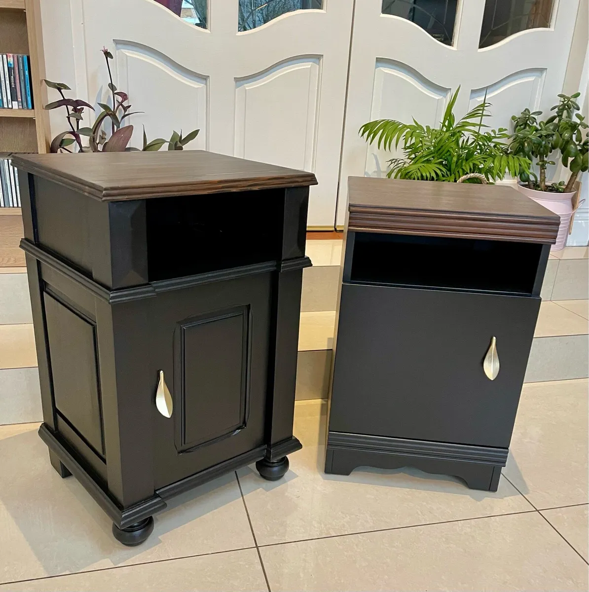 Black bedside lockers - Image 1