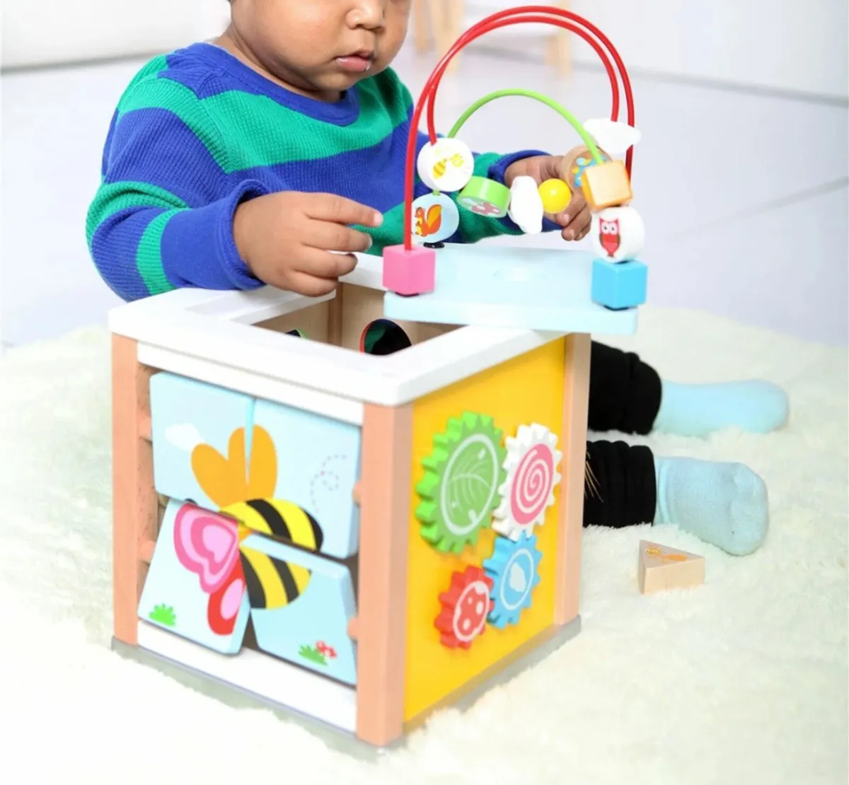 Wooden Nature Activity Cube Educational Toy NEW - Image 1