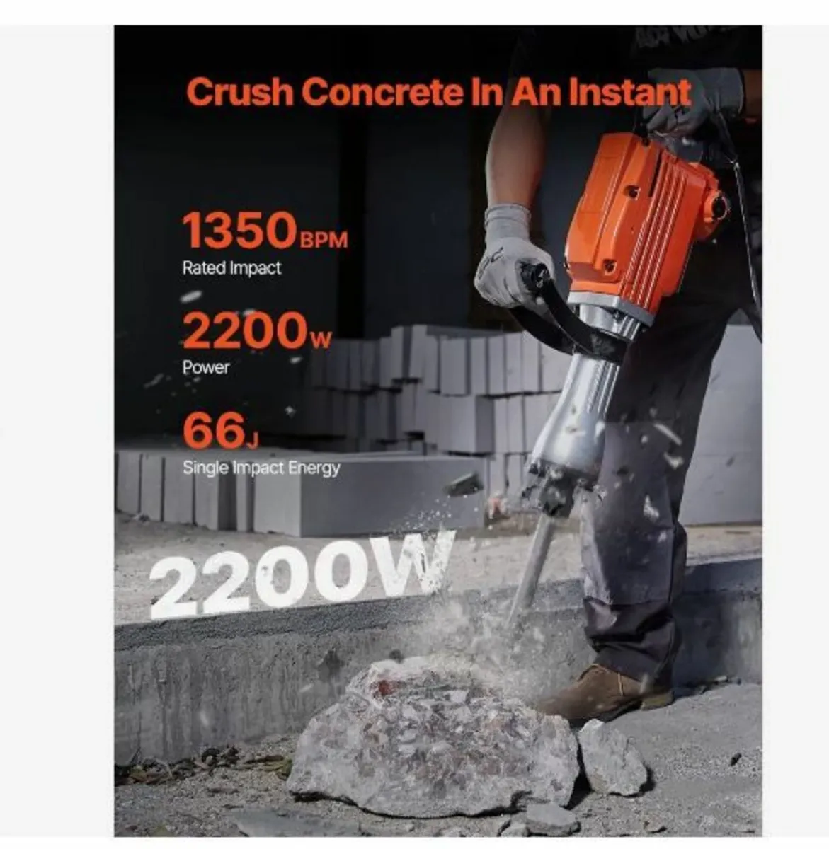 Demolition Jack Hammer Concrete Breaker 2200W - Image 4