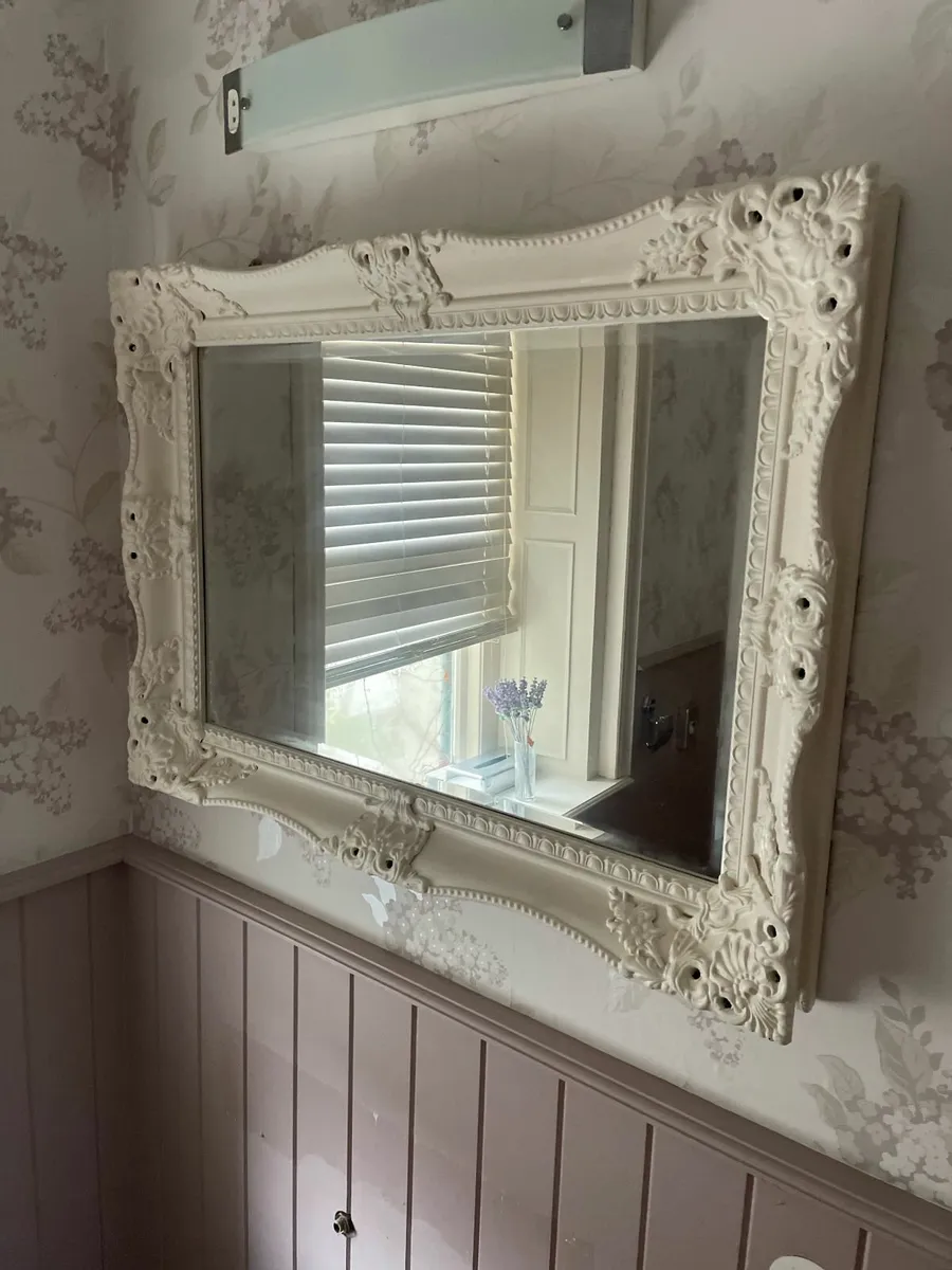 Rectangular Mirror with Cream-White Moulded Frame - Image 1