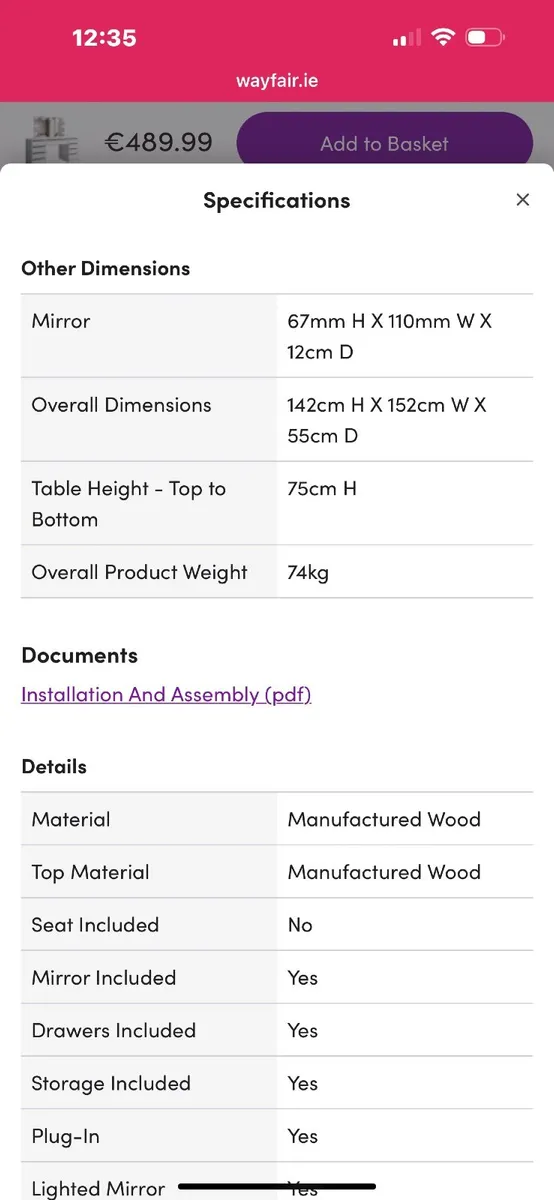 Makeup vanity unit and mirror - Image 2