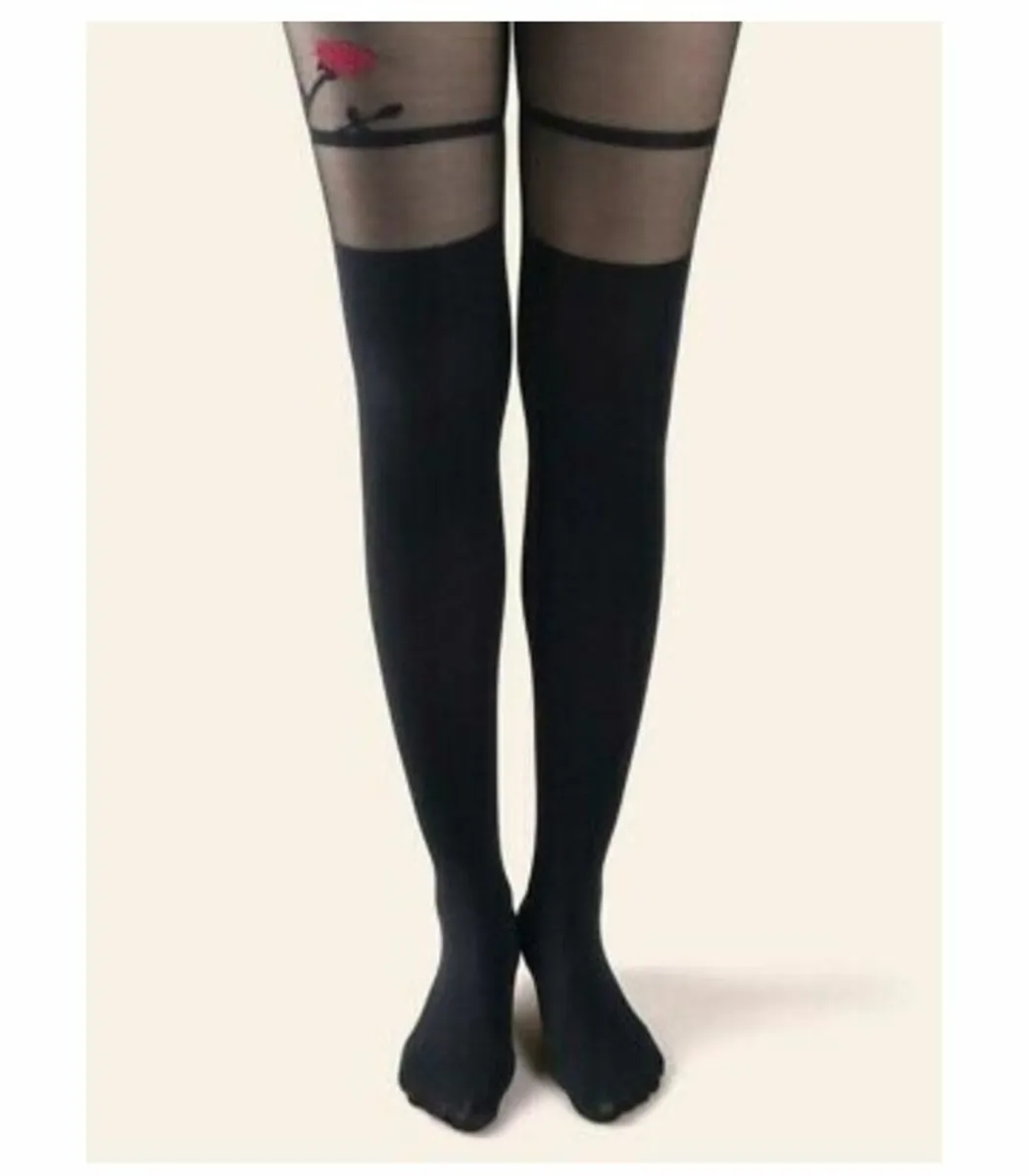 Woman tights  with roses - Image 1
