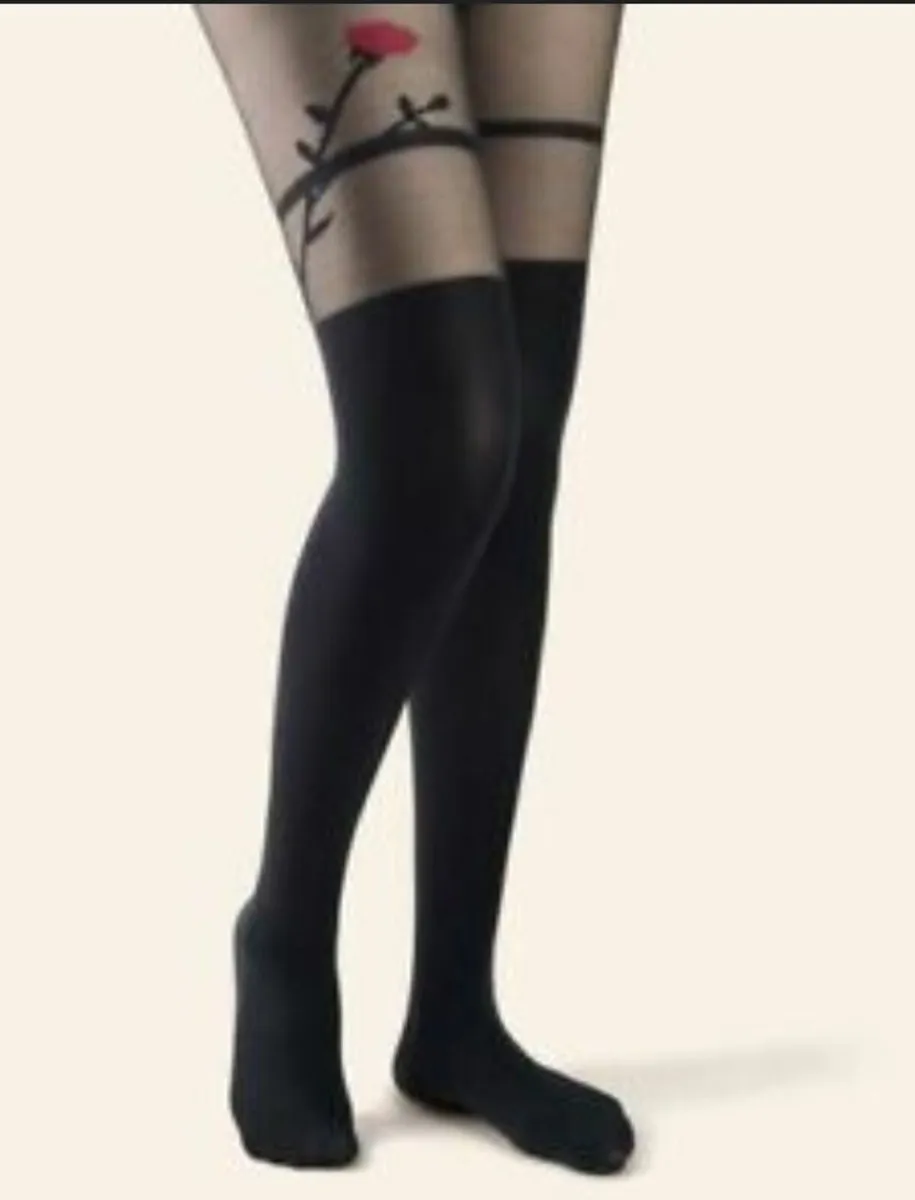 Woman tights  with roses - Image 4