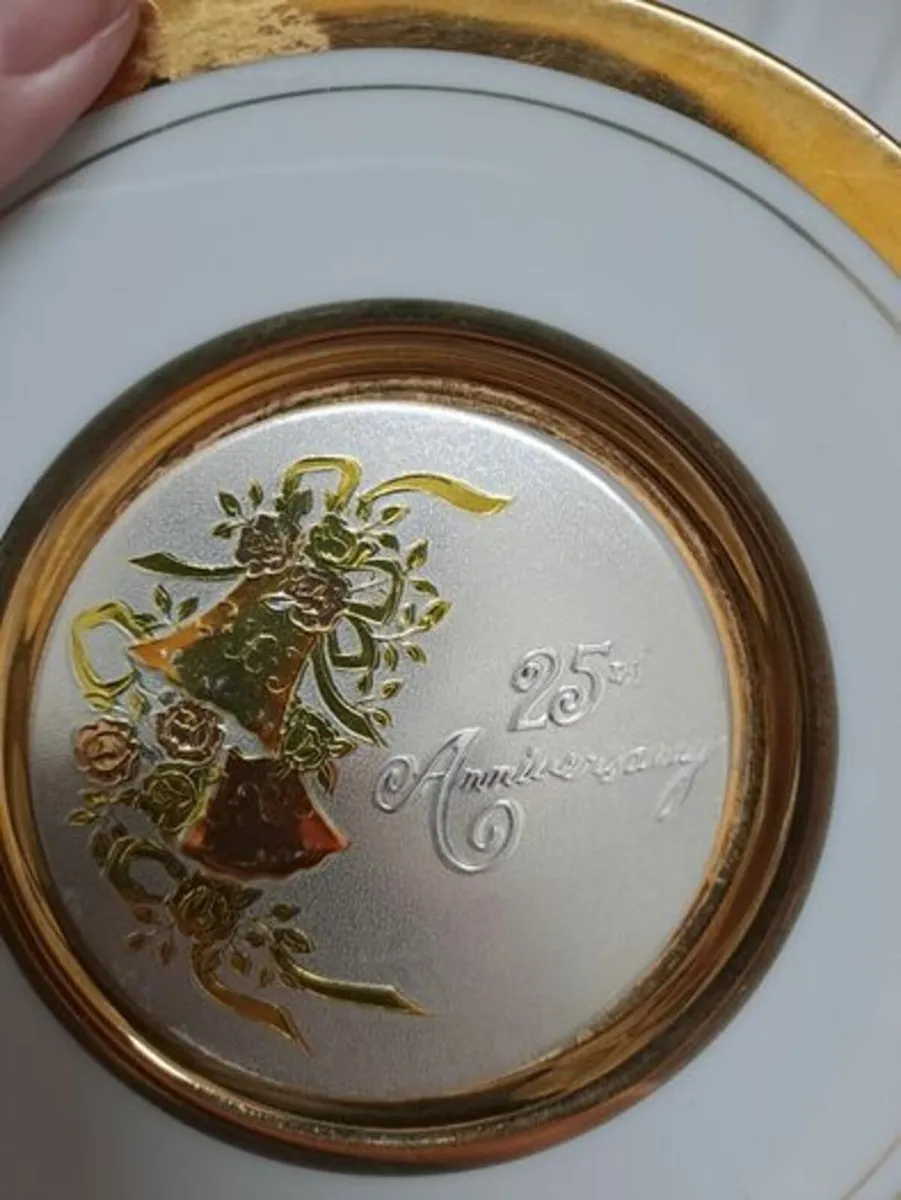 25th Wedding anniversary gift plate 24 kt gold - Image 2