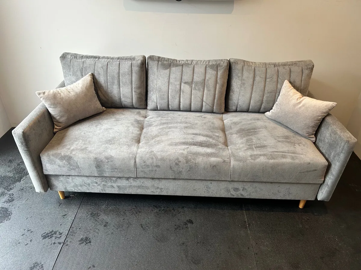 Grey Pull Out Sofa-Bed - Image 1