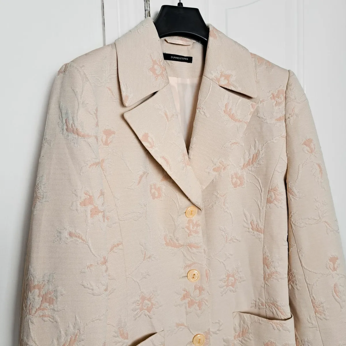 Dunnes Orange Nude Floral Jacquard Long Coat 12UK - Image 4