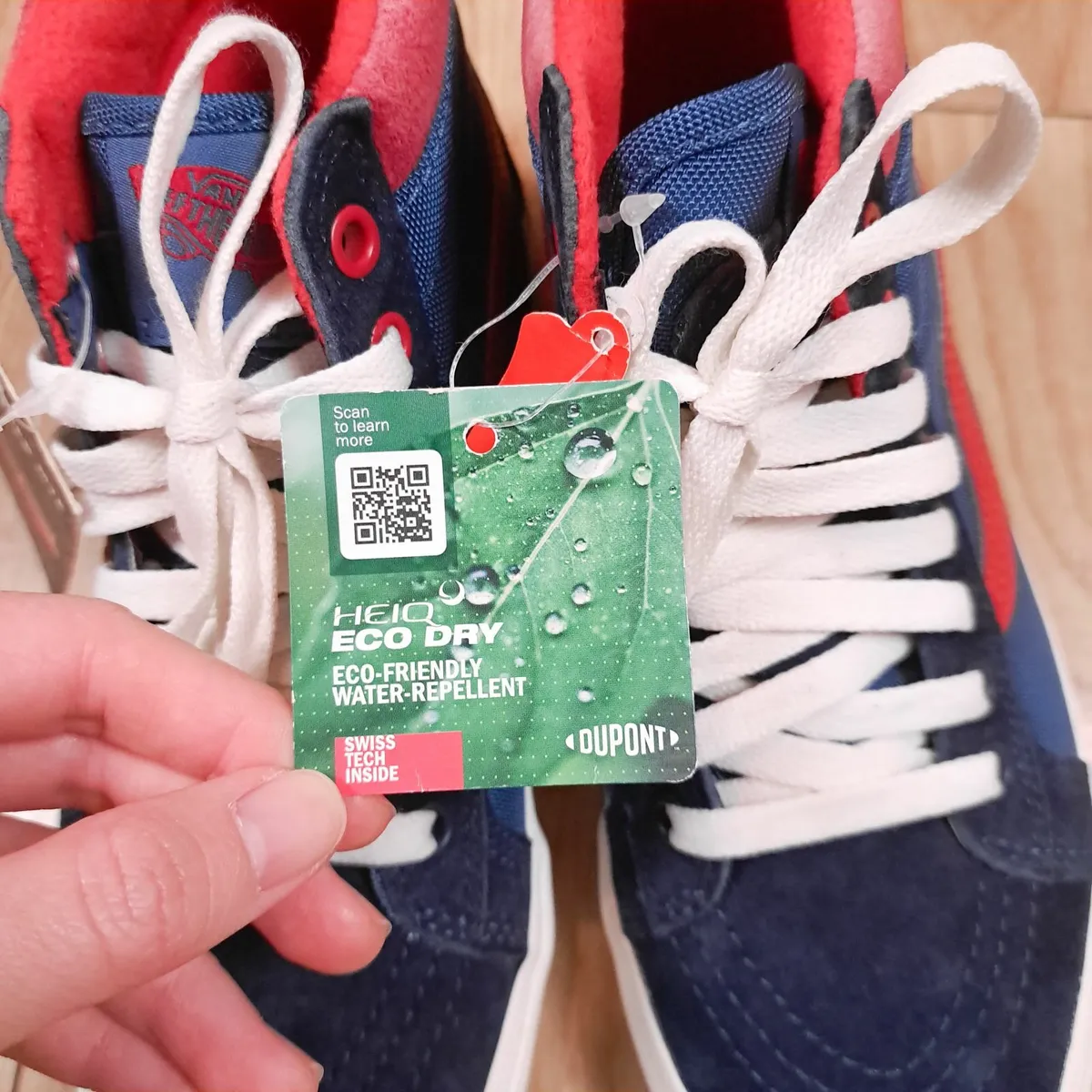 Vans Blue Red High Top Canvas Suede Trainers 4.5UK - Image 2