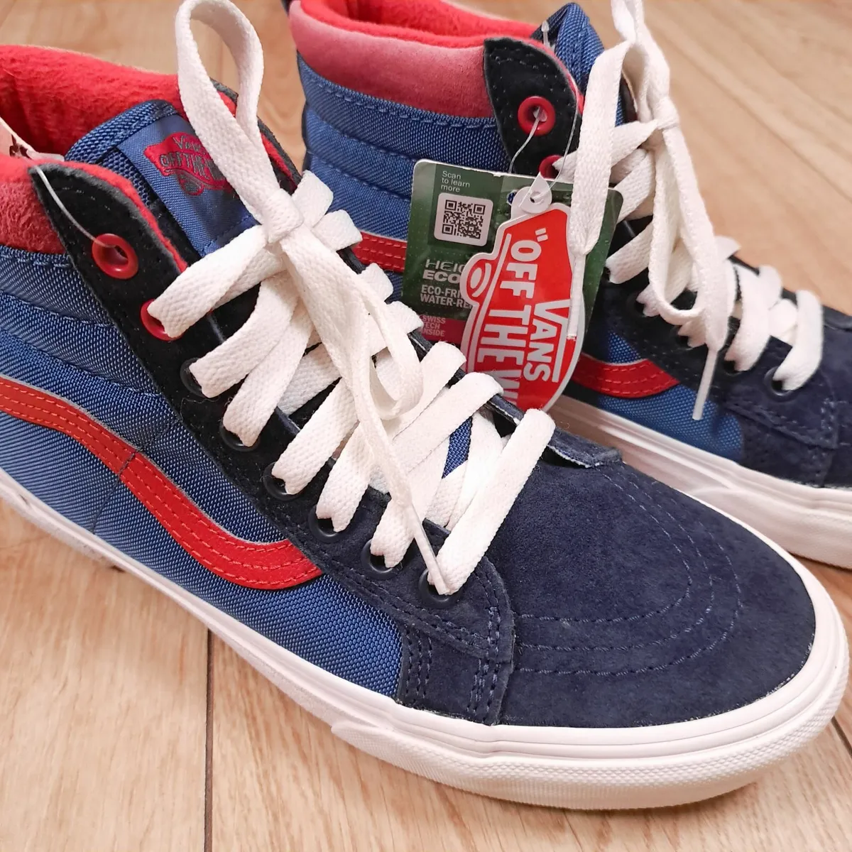 Vans Blue Red High Top Canvas Suede Trainers 4.5UK - Image 3