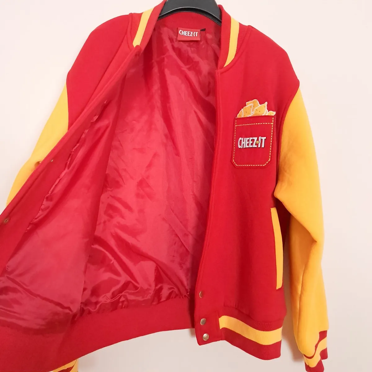 Spreadshirt Cheez It Red Yellow Varsity Jacket M - Image 3