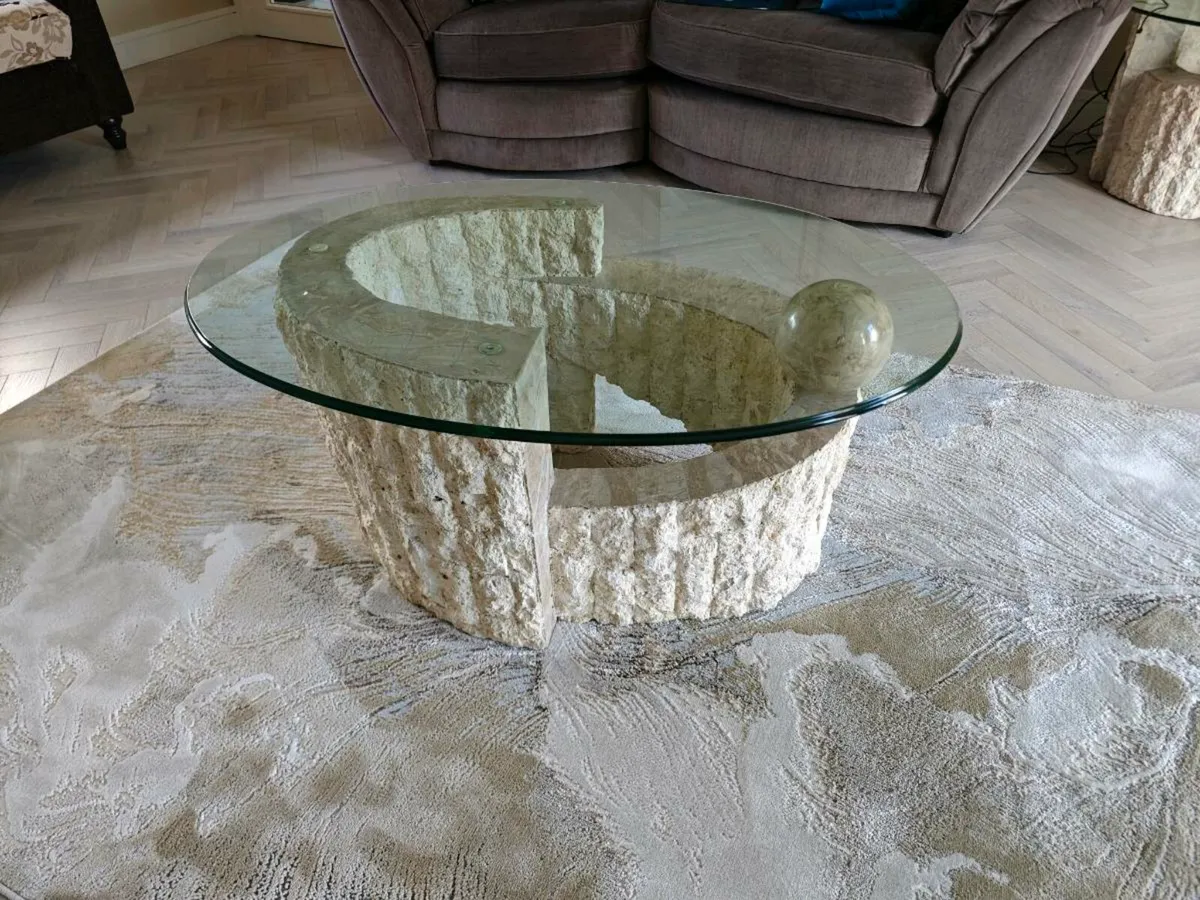 Glass Top Stone Coffee Table – €150 (Virginia, Cav - Image 1