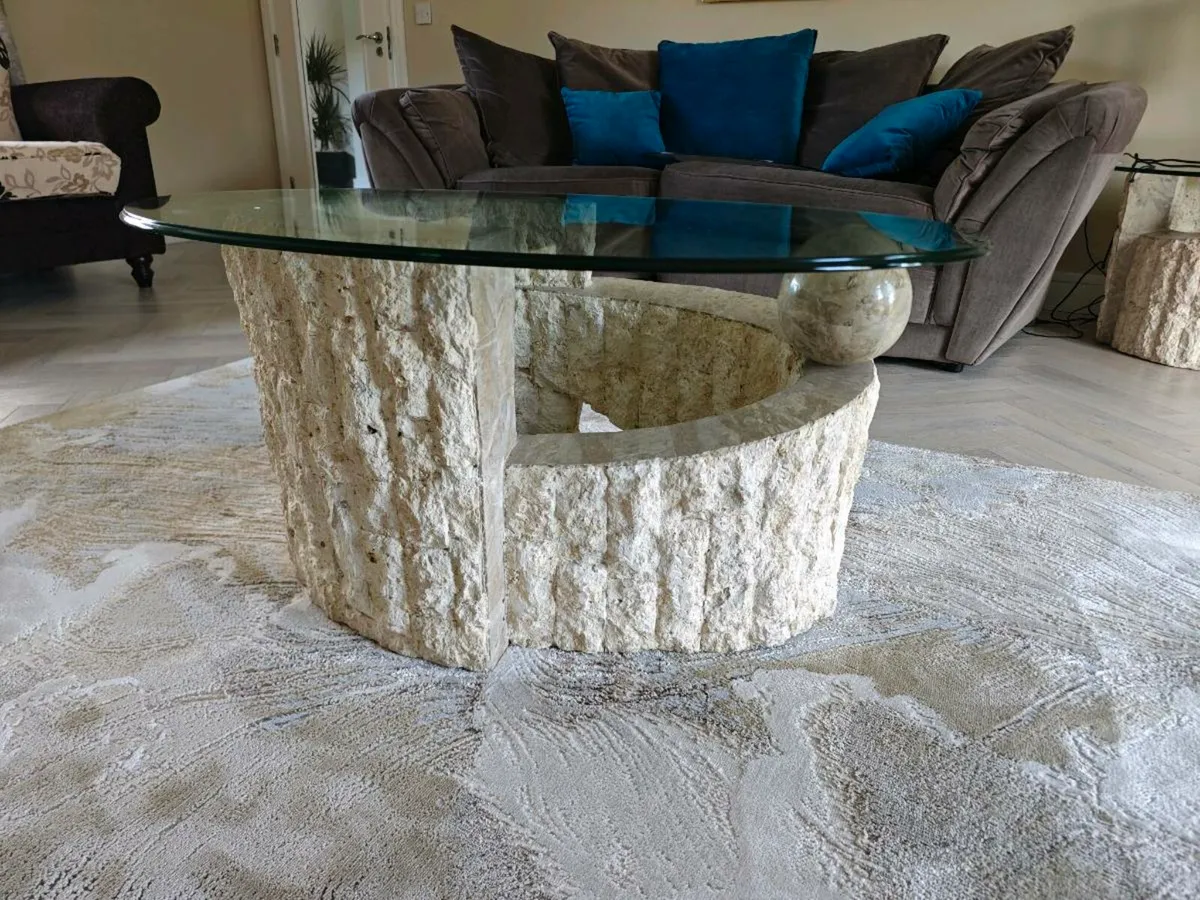 Glass Top Stone Coffee Table – €150 (Virginia, Cav - Image 2
