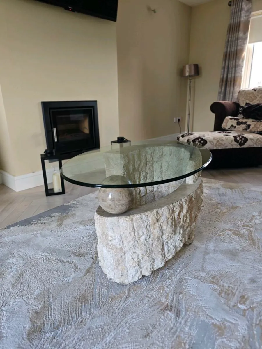 Glass Top Stone Coffee Table – €150 (Virginia, Cav - Image 3