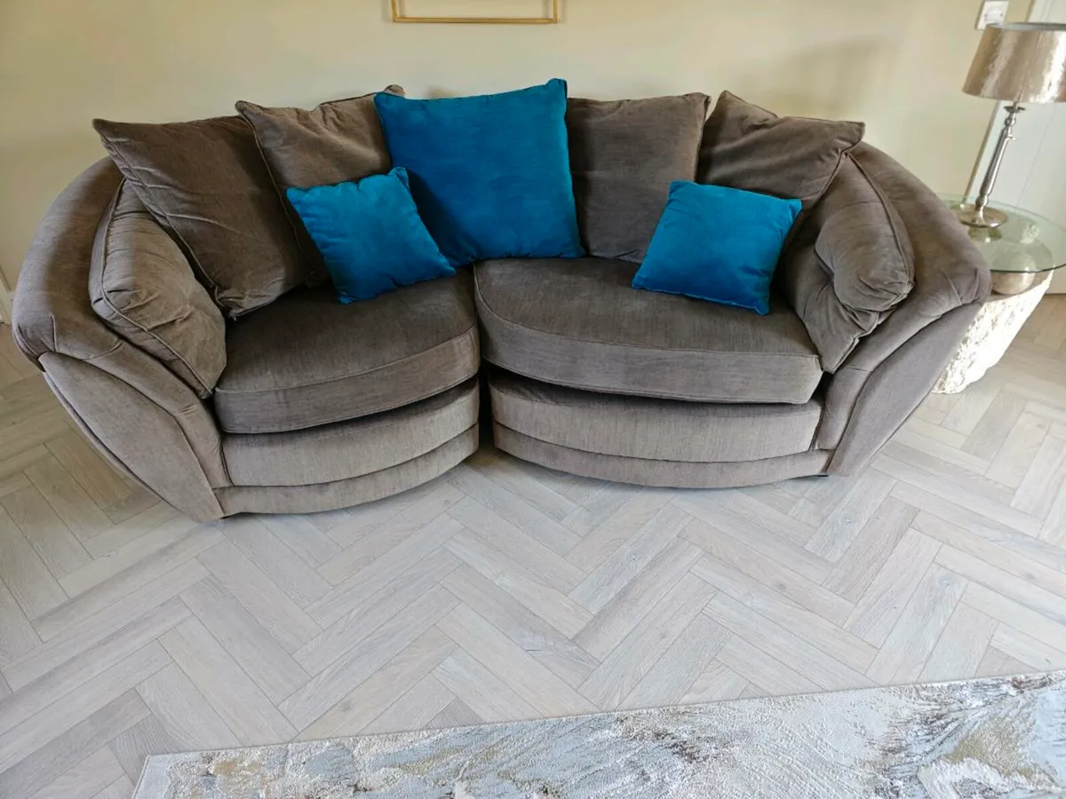 Brown Sofa & Teal Armchair – €1,000 (Virginia, Cav - Image 1